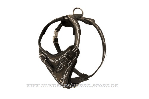 Adjustable leather dog harness